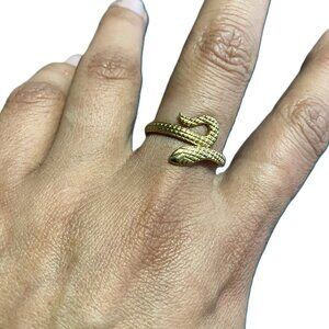 Adjustable Golden Brass Snake Ring